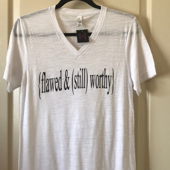 Bella and Canvas Tops - NWT Bella Canvas Flawed & Still Worthy V Neck, S